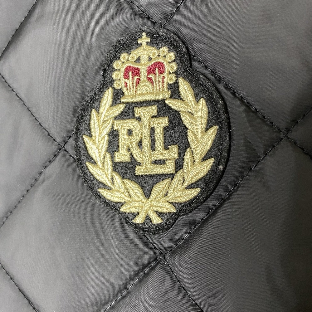Lauren Ralph Lauren Quilted Vest Women's L Black Crest Logo Snap Front Puffer - Picture 4 of 16